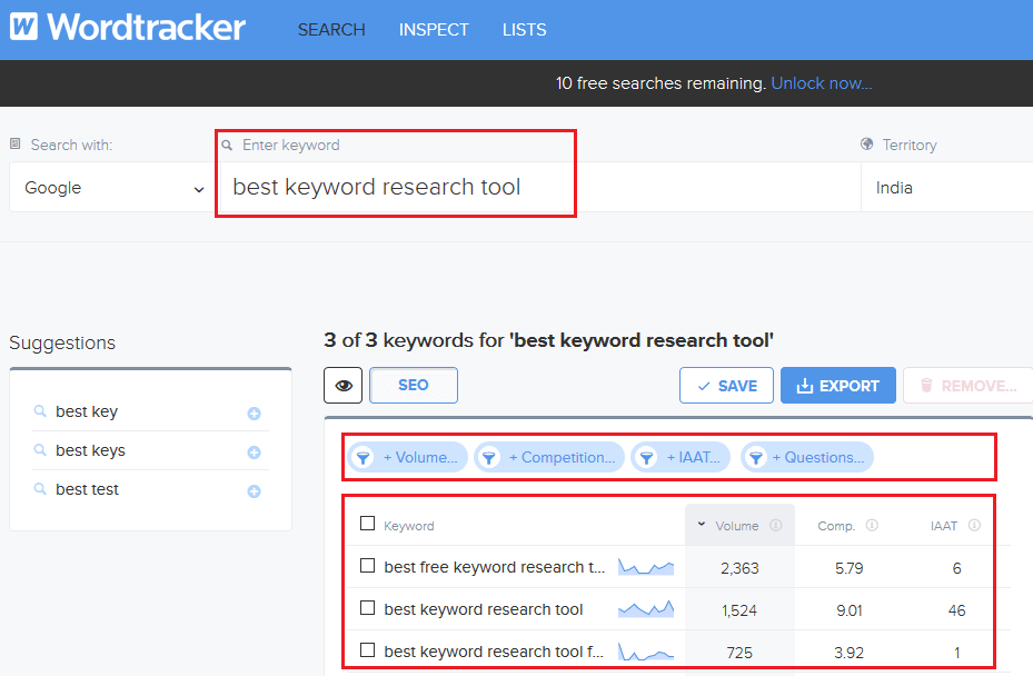 Wordtracker Scout Keyword Research Tool