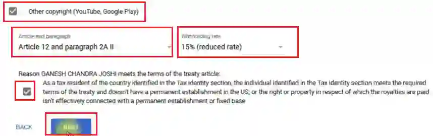 Google Adsense Tax information submit