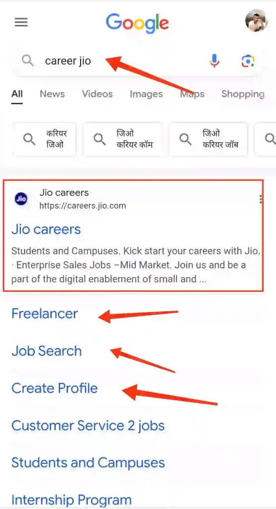 jio careers search freelancer